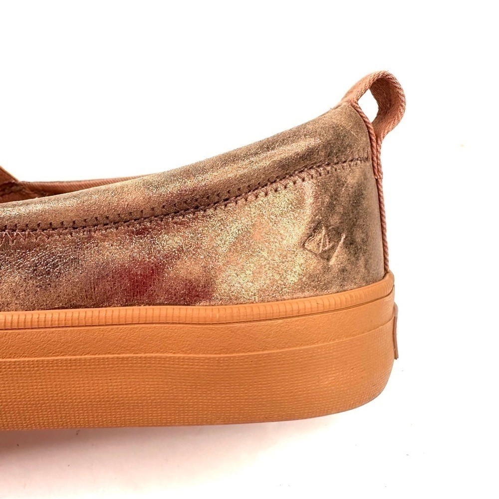 NWT Sperry Shimmer Rose Crest TG Metallic Leather Sneaker slip-on gold 9.5 NIB - Picture 7 of 16